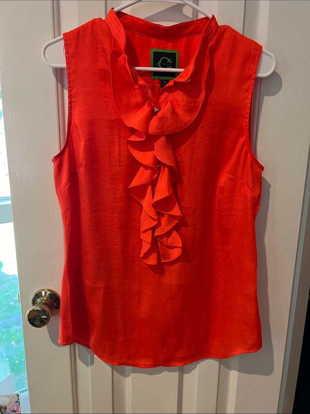 C. Wonder Red Sleeveless Ruffle Front Camisole